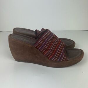 Donald J. Pliner Multicolor Strap Brown Wedges